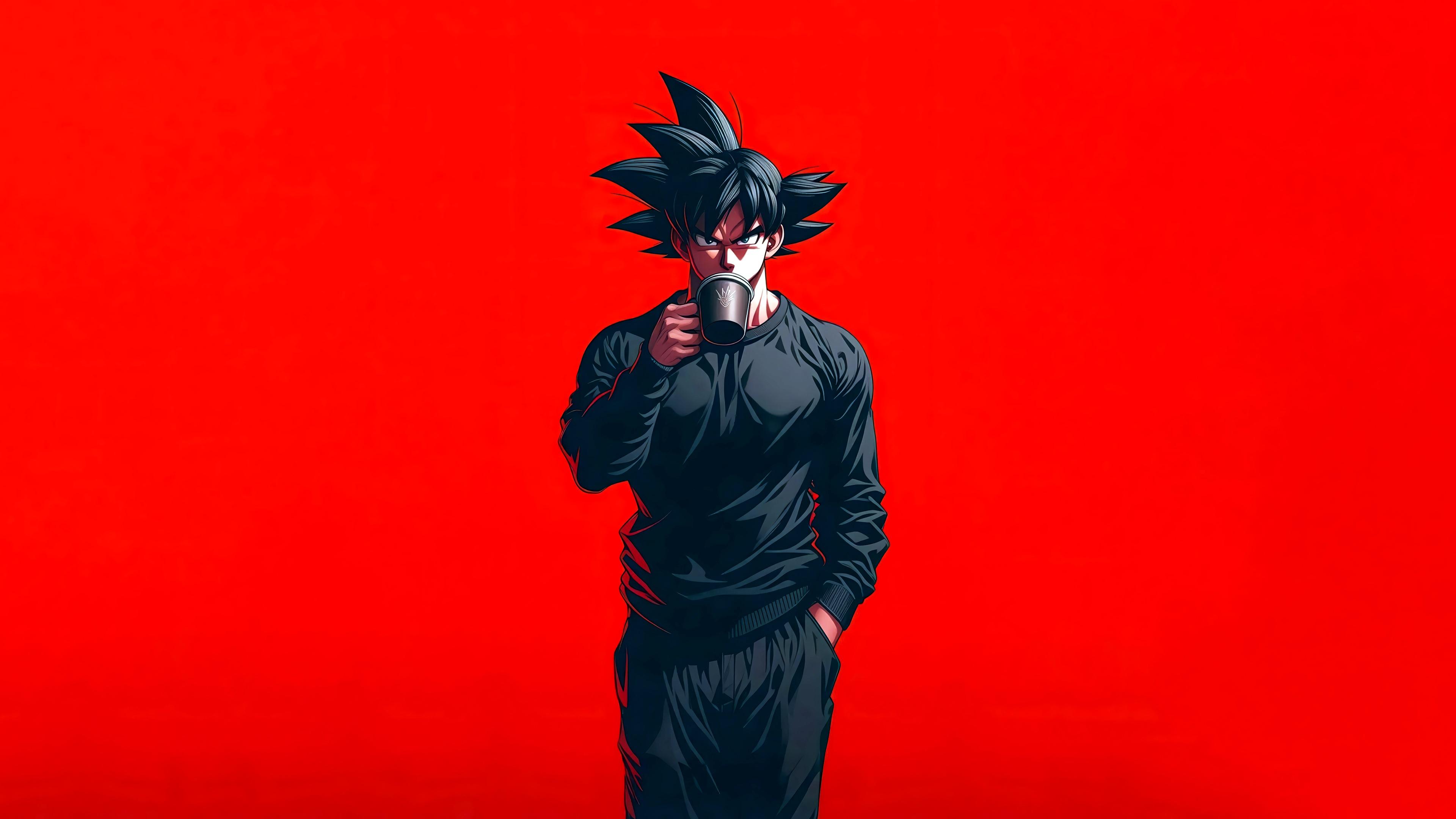 Goku Black en Fondo Rojo con Taza
