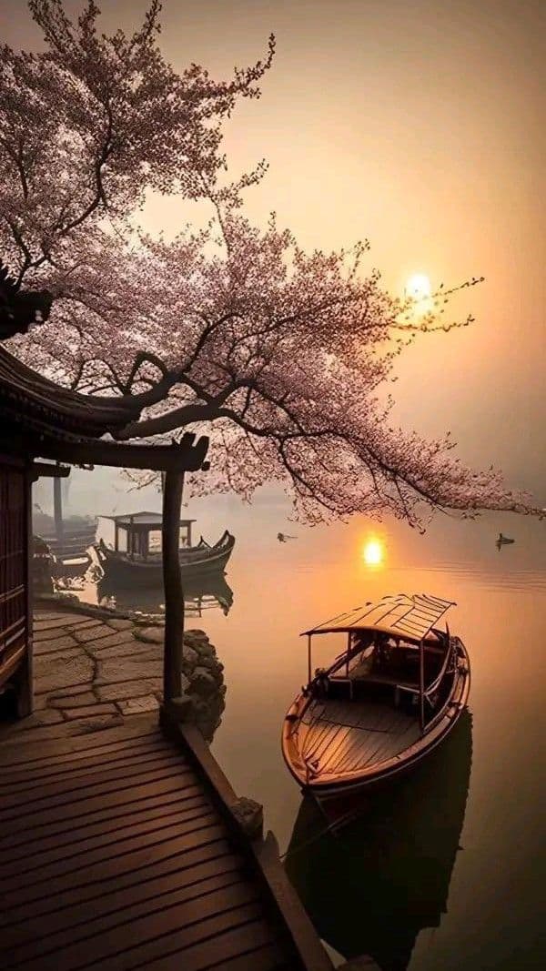 Atardecer con Flores de Cerezo