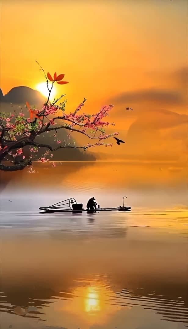 Lago Rosado con Atardecer